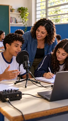 Colaboração no podcast escolar — Rádio Escolar, Escola em Rede