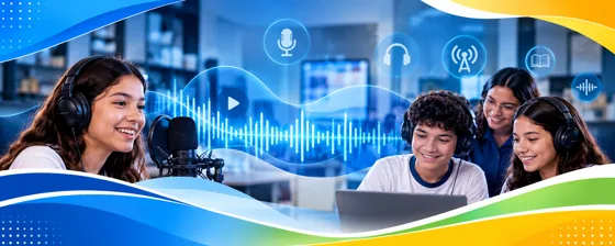 Estúdio escolar de rádio e podcast — Rádio Escolar, Escola em Rede