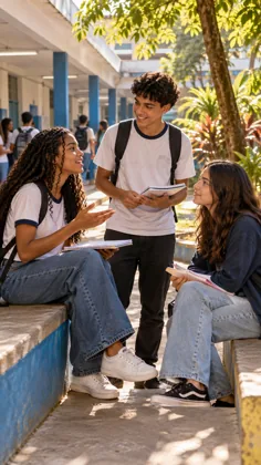 Vozes jovens no pátio escolar — Rádio Escolar, Escola em Rede